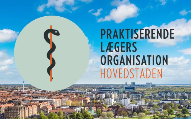Udsigt over København og logo med PLO-Hovedstaden